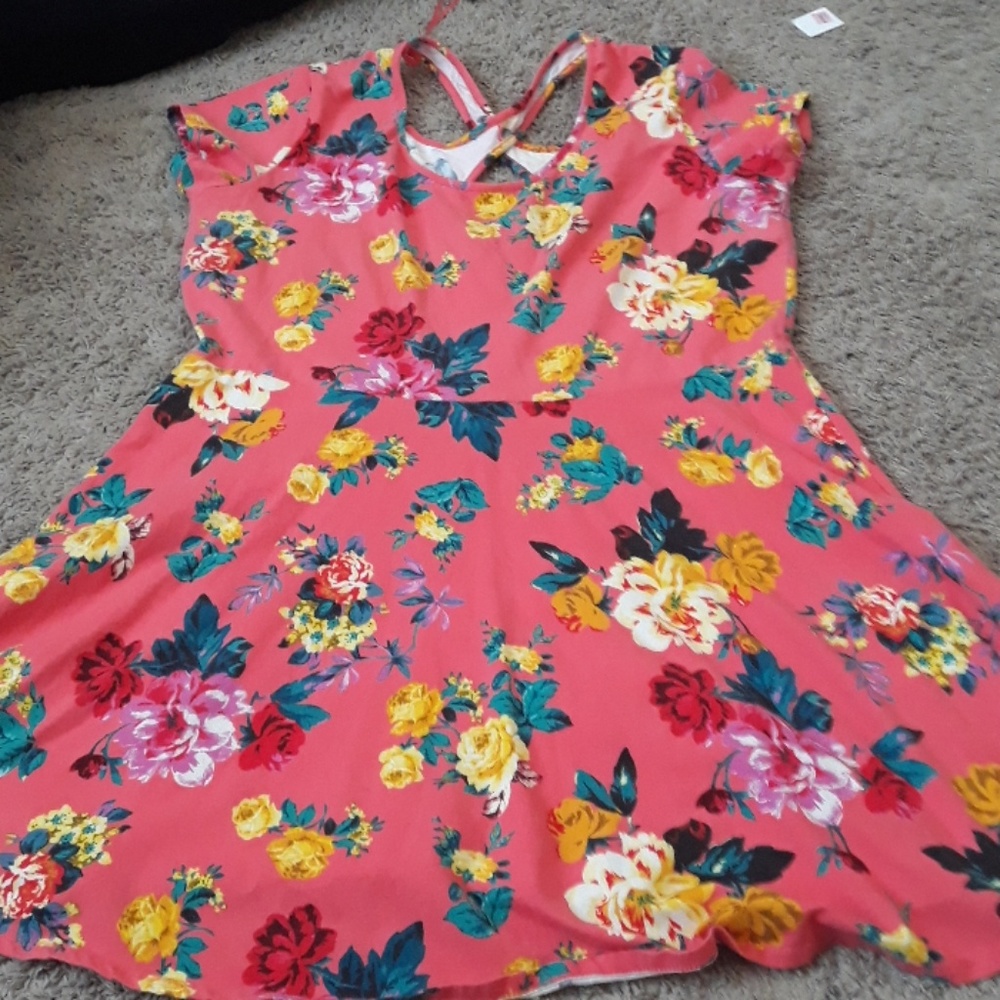 Floral pink skater dress